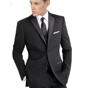 40/ 34 L Mantoni Black Wool 2-button 2-Piece Tuxedo Wedding Formal Classic 007